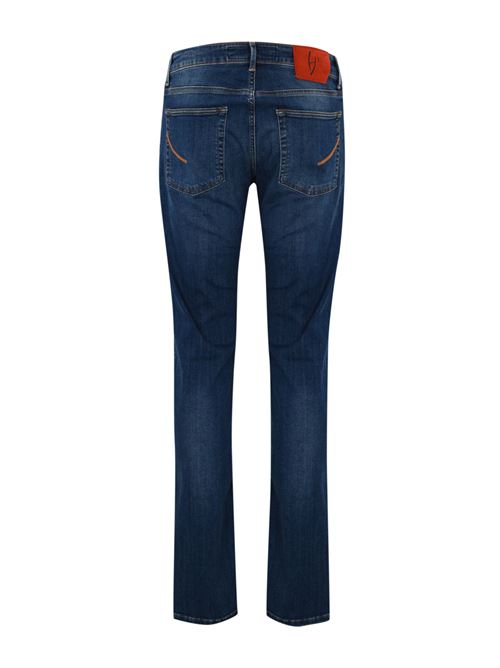 Pantalone Orvieto in cotone blu HAND PICKED | ORVIETO 02569004